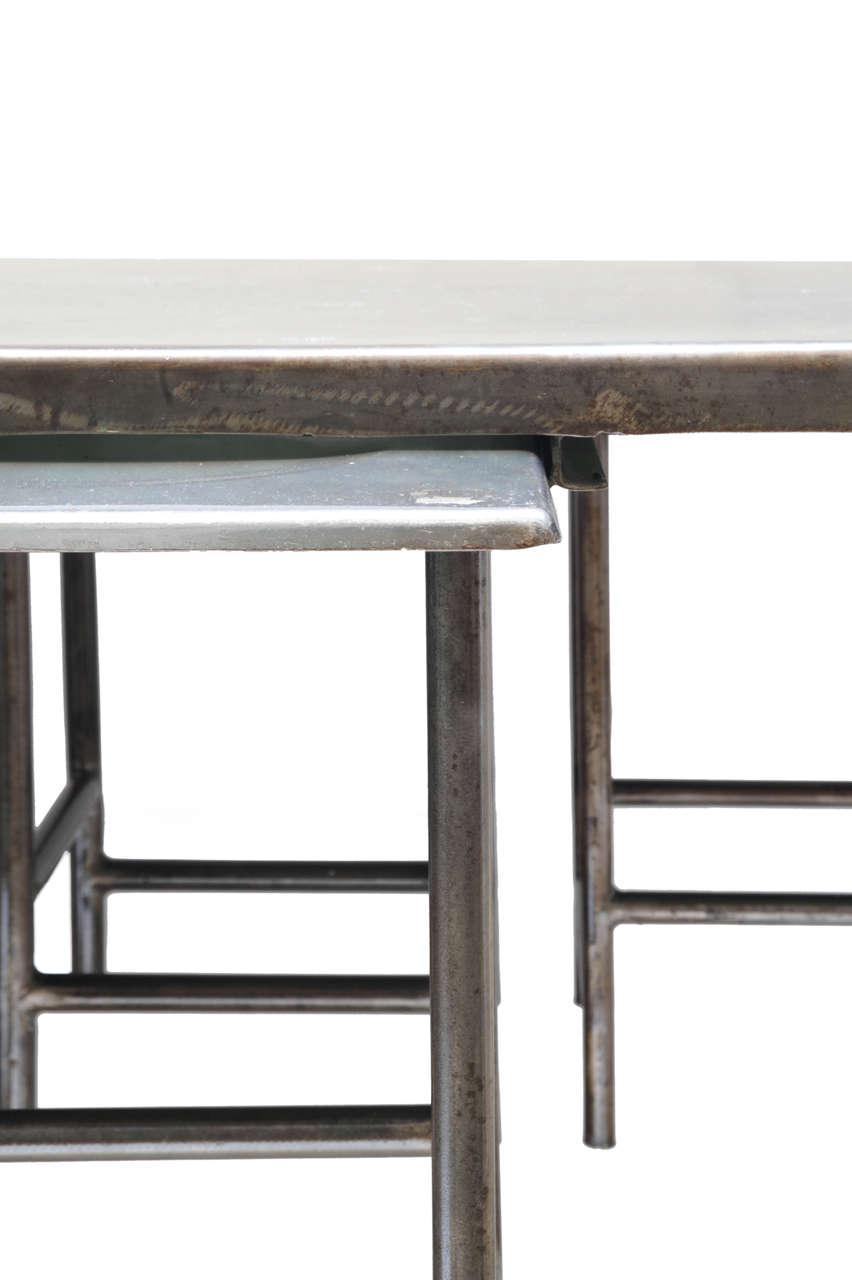 1950s Iron Canteen Table with Six Stools In Excellent Condition In Milan, IT
